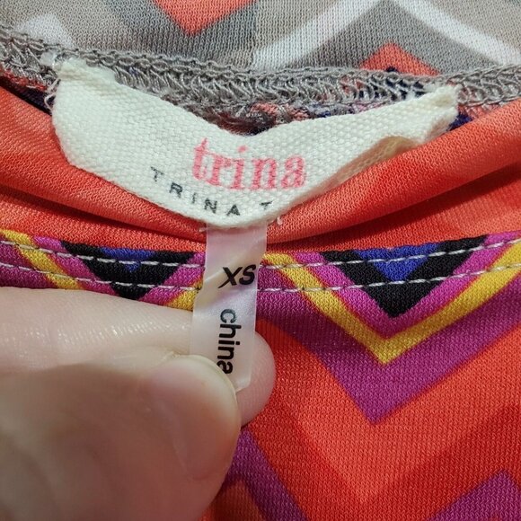 Trina Turk Multi Zinnia Zig Zag Printed Sheath Dress Colorful Capsleeve Retro XS - Picture 9 of 15